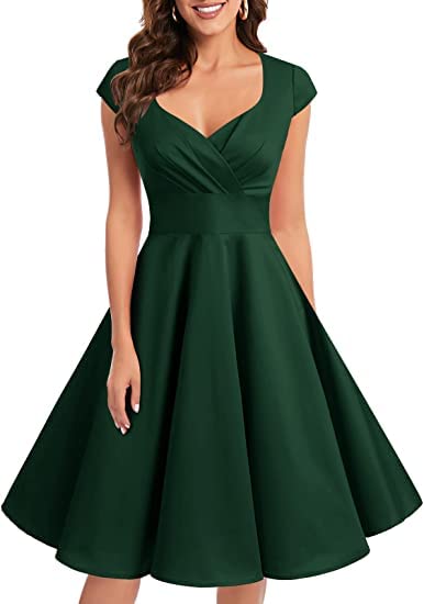 Robe Vintage de soiree Cocktail Deguisement Bal Annees 50s 60s Col en V