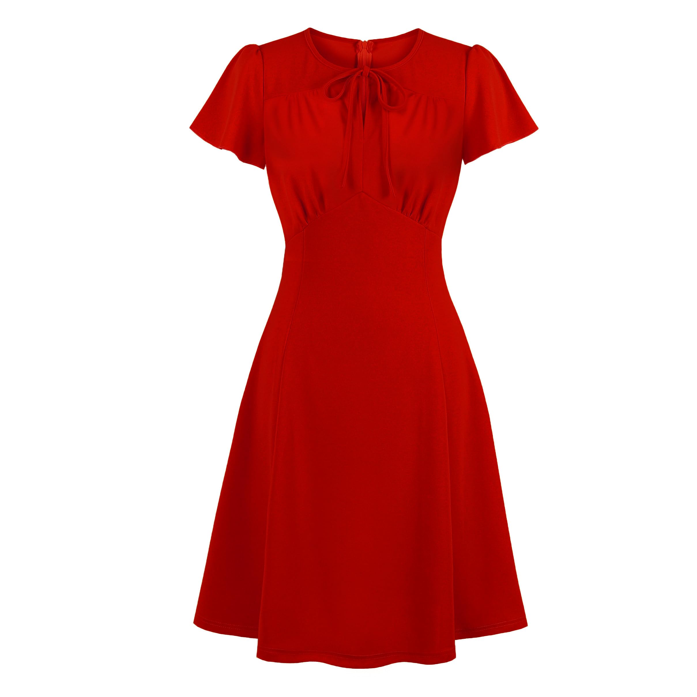 robe vintage rouge taillée