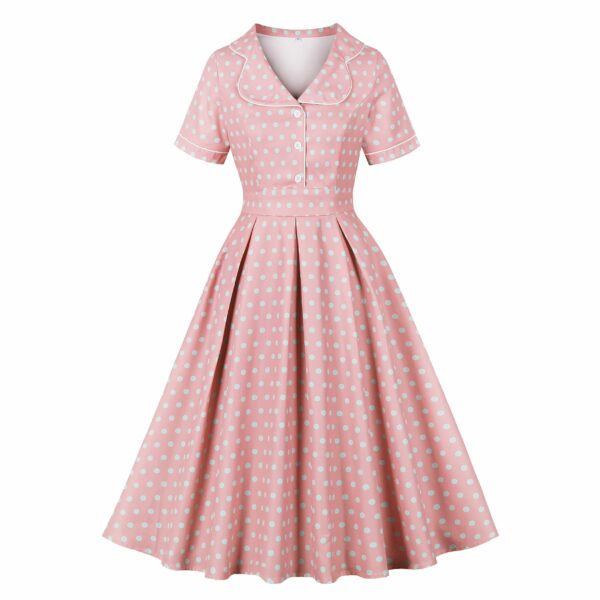 robe vintage pois rose et blanc