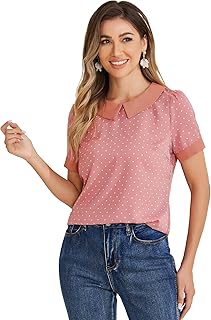 Allegra K Women's Blouse, Polka Dots Blouses…
