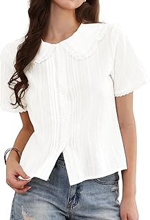 Chemises à Manches Courtes pour Femmes Col…