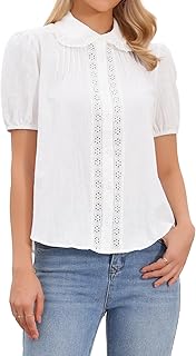 Chemisier en Coton à Manches Courtes pour Femme…