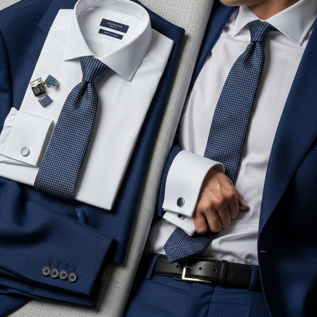 chemise avec costume bleu