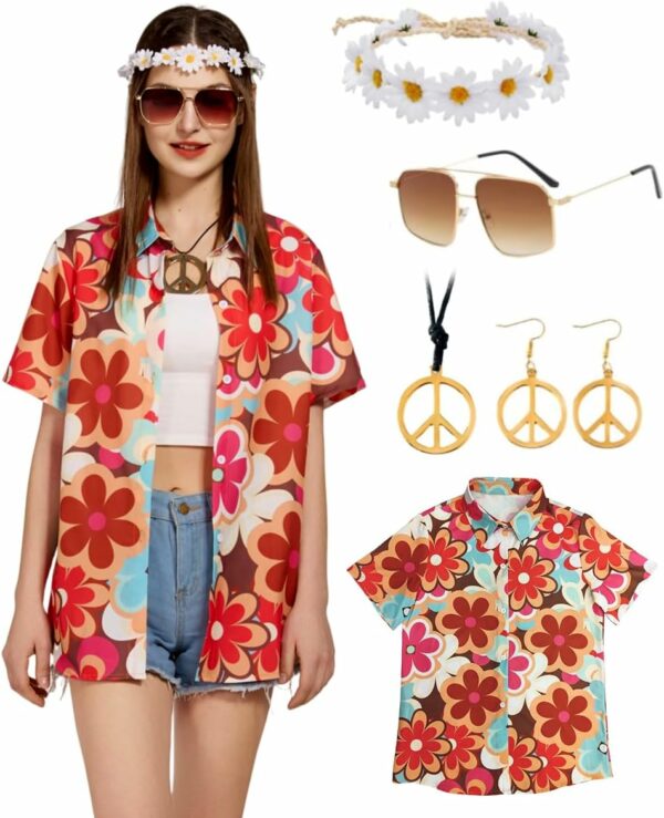 Costume hippie pour femme, Haut hawaïen Costume hippie pour femme, Haut hawaïen