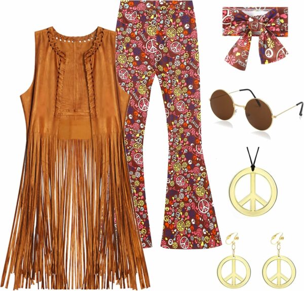 Deguisement Hippie Femme Annee 70 Gilet à Franges Deguisement Hippie Femme Annee 70 Gilet à Franges