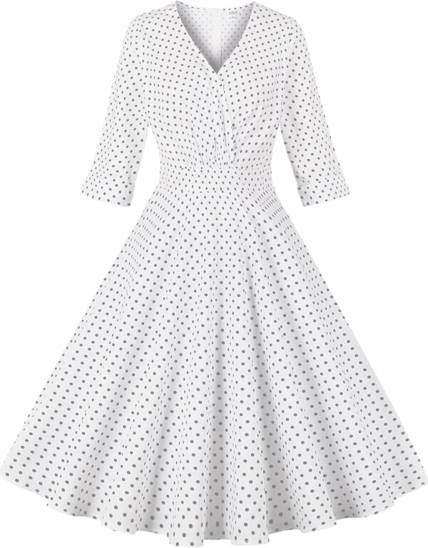 Femme Robe Année 40 50 60 Vintage Coton Manches