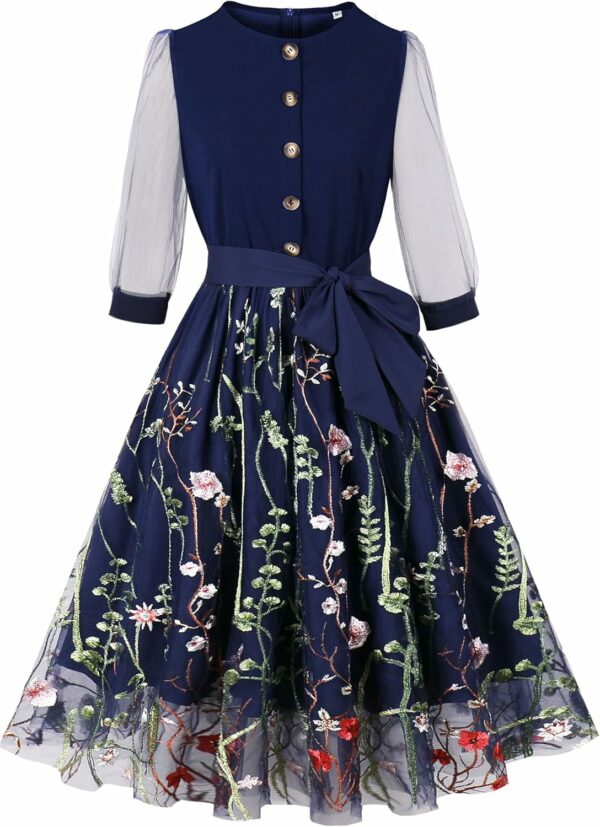 Femme Robe Tulle Brodée Vintage Années 50 60 Femme Robe Tulle Brodée Vintage Années 50 60