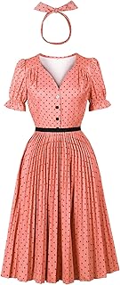 Femmes Robe Cocktail Vintage à Pois et Volants…