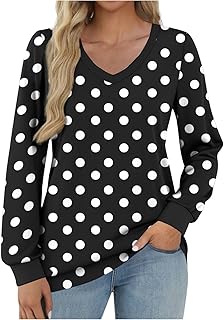 Haut à pois pour femme - Col en V - Vintage - À…