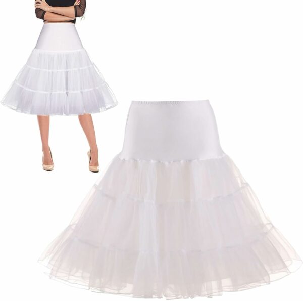 Jupon Vintage années 50 Femme Blanc Long 60cm