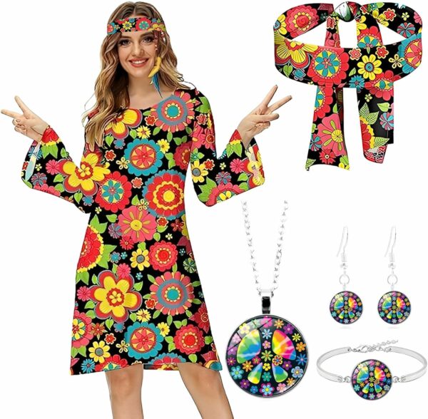 Lot de 5 costumes hippie pour femme Lot de 5 costumes hippie pour femme