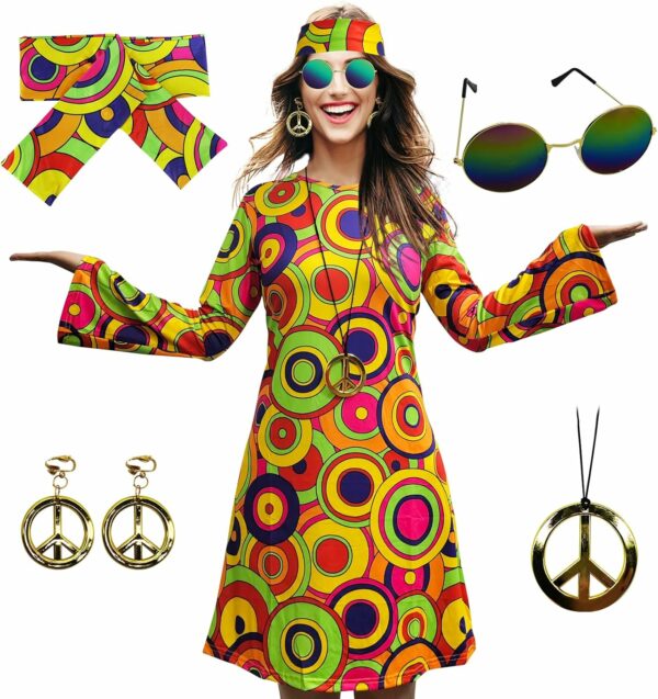 Robe hippie des années 70, collier Robe hippie des années 70, collier