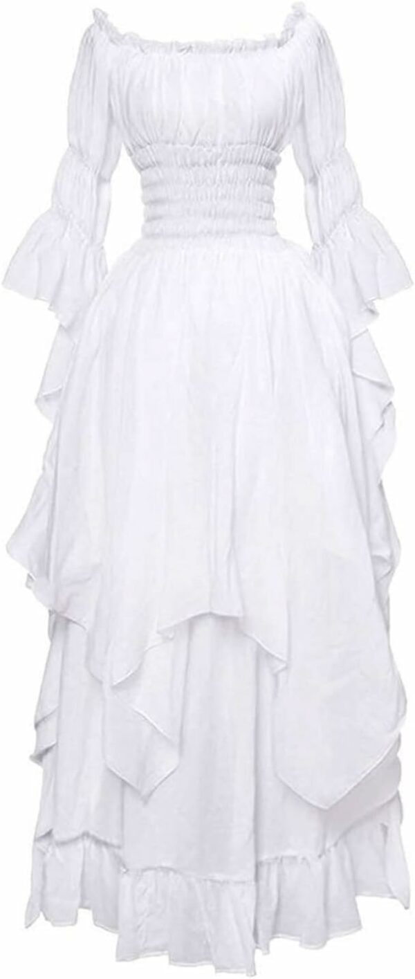 Robe MéDiéVale Femme,Col Rond Manches Flares Robe