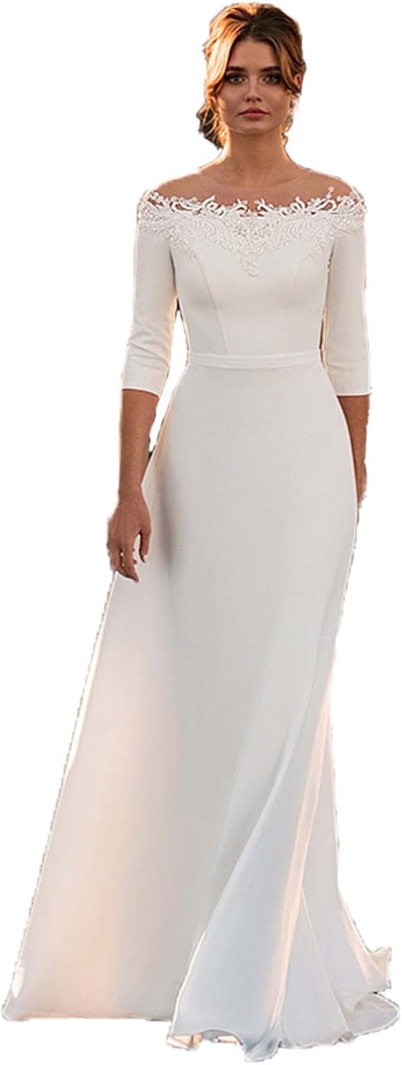 WZEFEIO Robe de Mariée Vintage